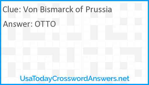 Von Bismarck of Prussia Answer