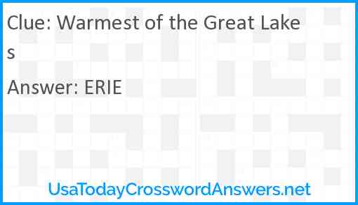 Warmest of the Great Lakes Answer