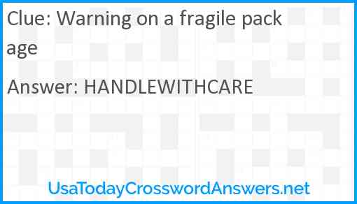 Warning on a fragile package Answer