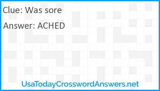 Was sore Answer