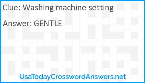 Washing machine setting Answer