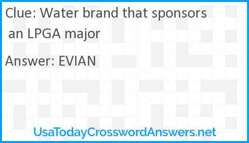 Water brand that sponsors an LPGA major Answer