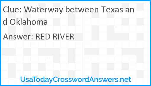 Waterway between Texas and Oklahoma Answer