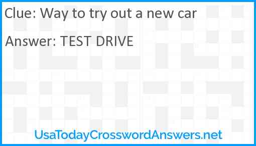 Way to try out a new car Answer