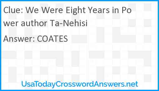 We Were Eight Years in Power author Ta-Nehisi Answer
