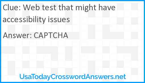 Web test that might have accessibility issues Answer