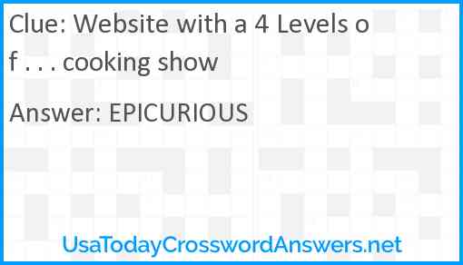 Website with a 4 Levels of . . . cooking show Answer
