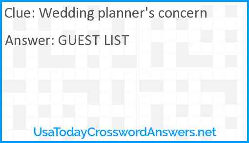 Wedding planner's concern Answer