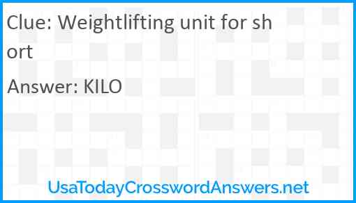 Weightlifting unit for short Answer
