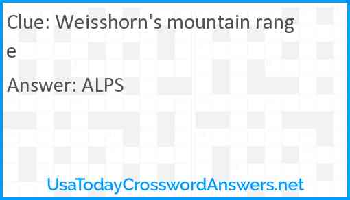 Weisshorn's mountain range Answer