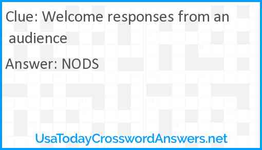 Welcome responses from an audience Answer