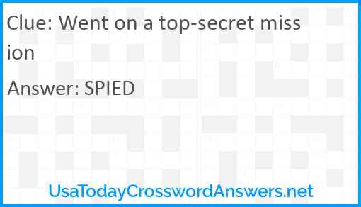 Went on a top-secret mission Answer