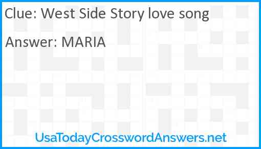 West Side Story love song Answer