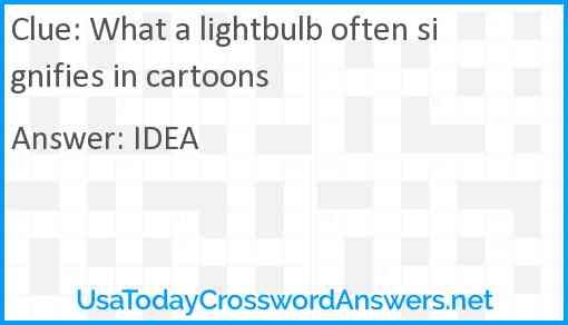 What a lightbulb often signifies in cartoons Answer