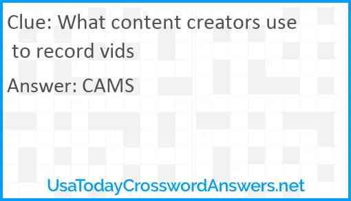 What content creators use to record vids Answer
