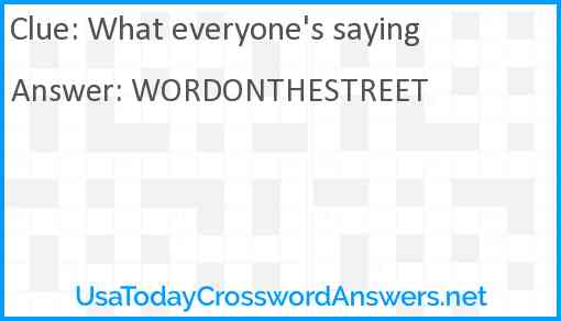 What everyone's saying Answer