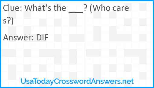 What's the ___? (Who cares?) Answer