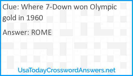Where 7-Down won Olympic gold in 1960 Answer