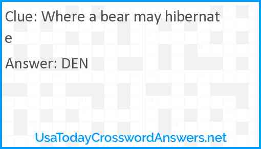 Where a bear may hibernate Answer