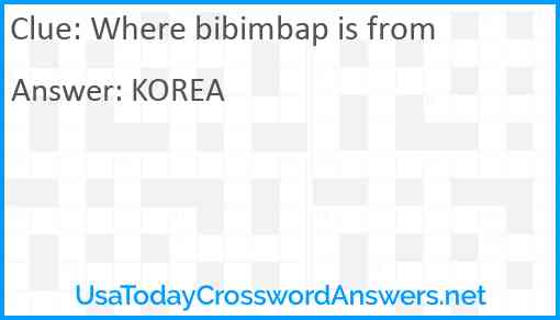 Where bibimbap is from Answer