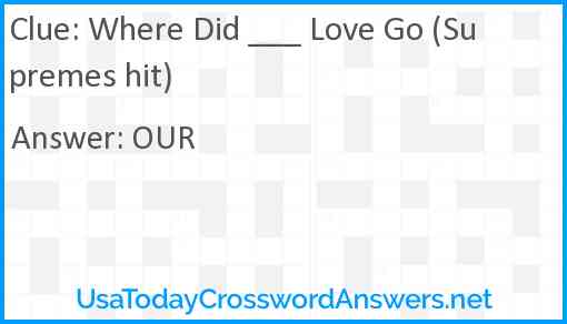 Where Did ___ Love Go (Supremes hit) Answer