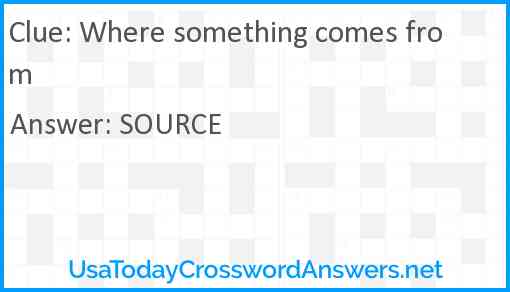 Where something comes from Answer