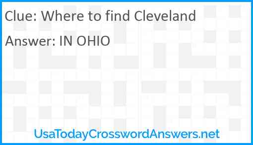 Where to find Cleveland Answer