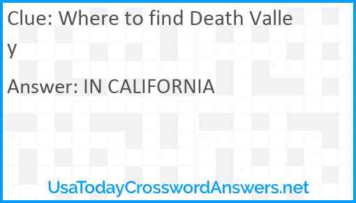 Where to find Death Valley Answer