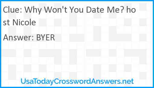 Why Won't You Date Me? host Nicole Answer