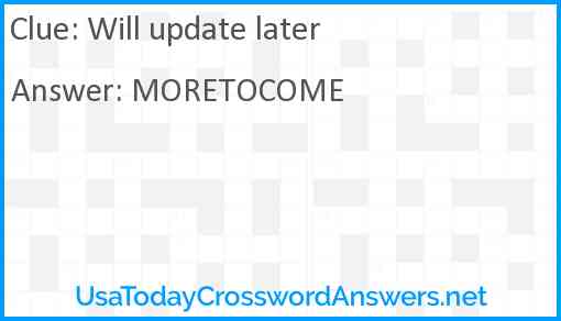 Will update later Answer