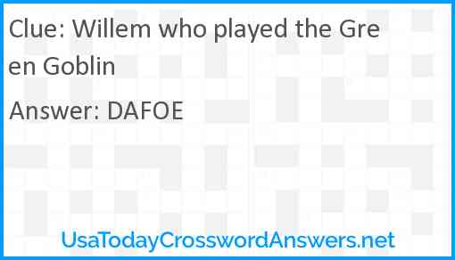 Willem who played the Green Goblin Answer