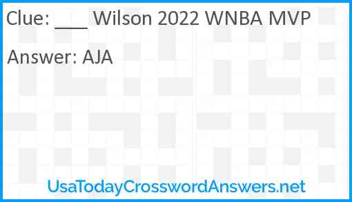 ___ Wilson 2022 WNBA MVP Answer