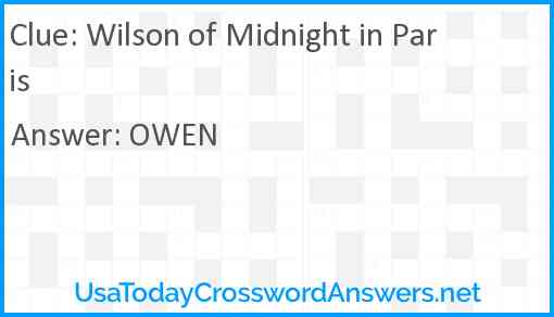 Wilson of Midnight in Paris Answer