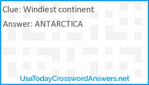 Windiest continent Answer