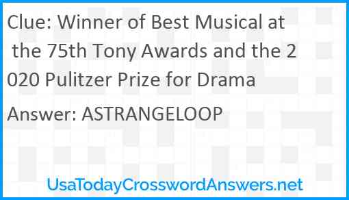 Winner of Best Musical at the 75th Tony Awards and the 2020 Pulitzer Prize for Drama Answer