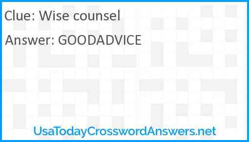 Wise counsel Answer