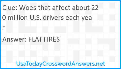 Woes that affect about 220 million U.S. drivers each year Answer