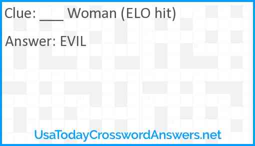 ___ Woman (ELO hit) Answer