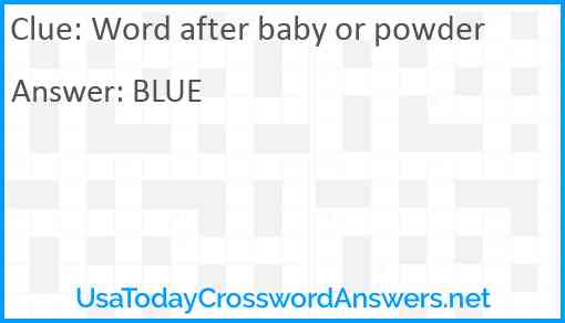 Word after baby or powder Answer