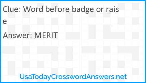 Word before badge or raise Answer