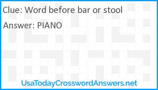 Word before bar or stool Answer