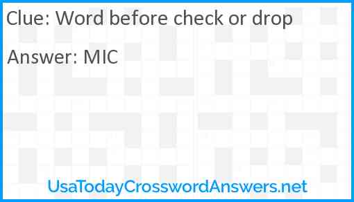 Word before check or drop Answer