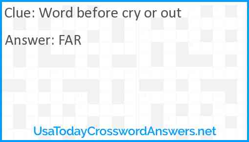 Word before cry or out Answer