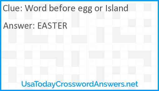 Word before egg or Island Answer