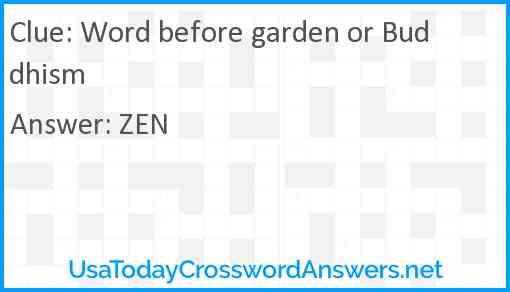 Word before garden or Buddhism Answer
