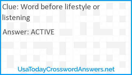 Word before lifestyle or listening Answer