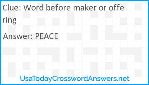 Word before maker or offering Answer