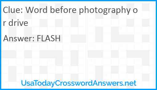 Word before photography or drive Answer