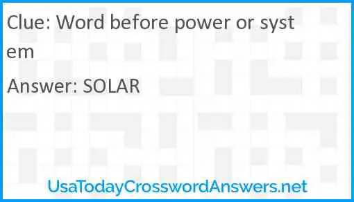 Word before power or system Answer