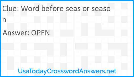 Word before seas or season Answer